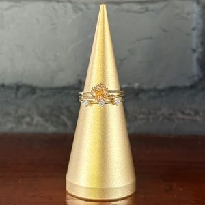GOLD-TONE & DIAMOND 3 PIECE SET.